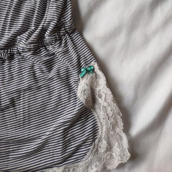 {2 PACK} Victoria's Secret Super Soft Gray Ribbed and Blue and White Rompers - Picture 6 of 11